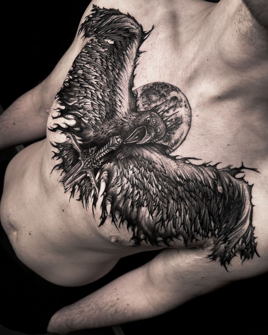 Raven with moon - Opposite side