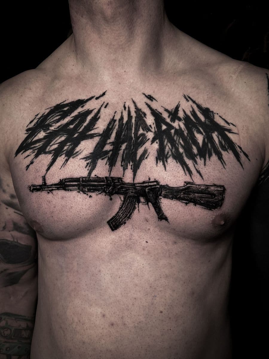 Eat The Rich chest piece with AK-47