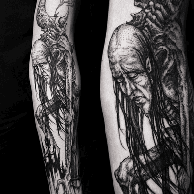 Dark elder figure comparison - Design and tattoo